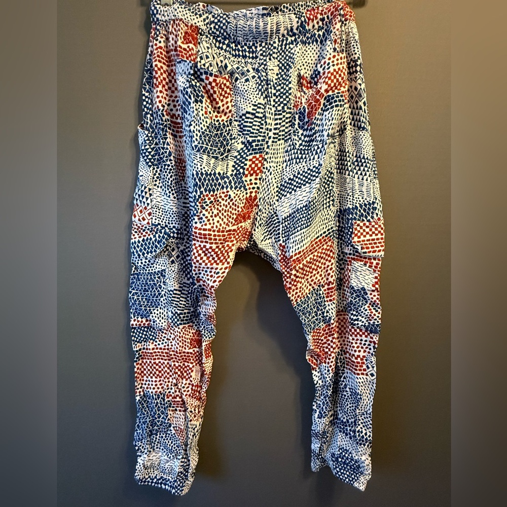 Anthropologie Hei Hei Pants Womens Extra Small Blue & Red Nouveau Harem Pant - Picture 2 of 6